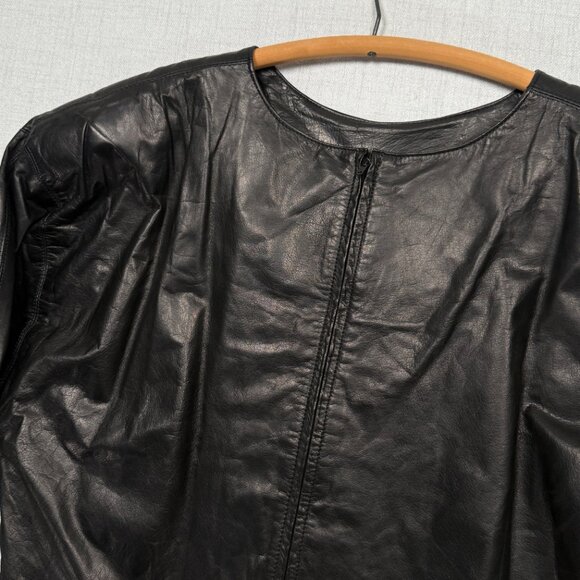 Vintage Wilsons Suede & Leather Black Tunic Dress 3/4 Sleeve Zip Front Size M - Picture 4 of 10